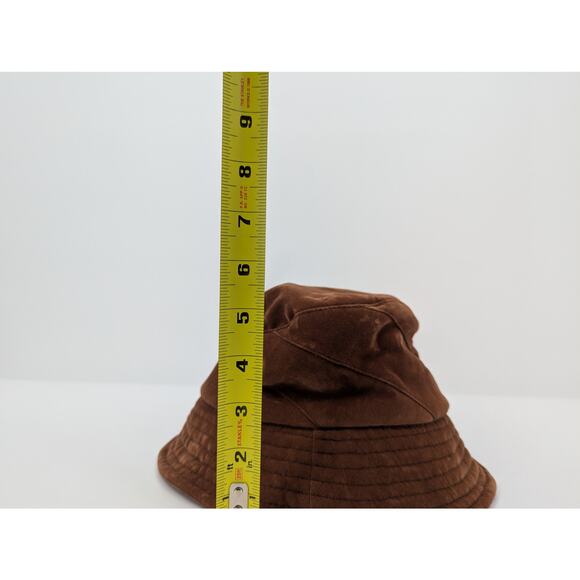 Vintage Y2K 90s Chocolate Brown Bucket Hat Textured Corduroy Velvet Suede Style - Picture 6 of 6